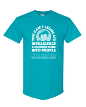 Load image into Gallery viewer, Will Rogers Quotable T-Shirt “Can't Legislate Intelligence”
